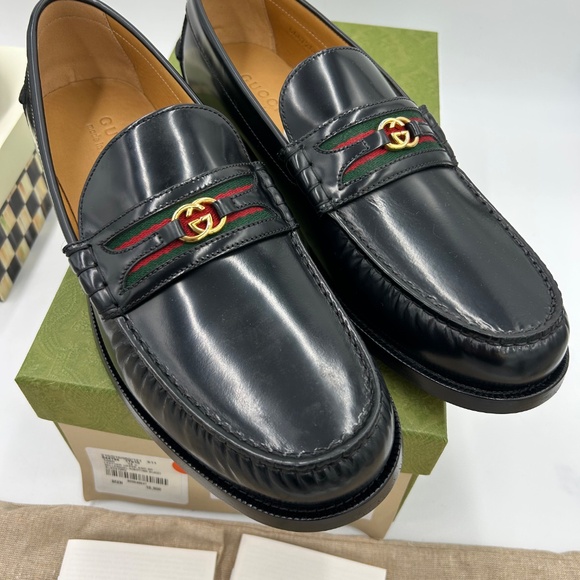 Men’s Gucci KAVEH interlocking G leather loafers size 12.5 made in Italy NWT - Picture 3 of 12